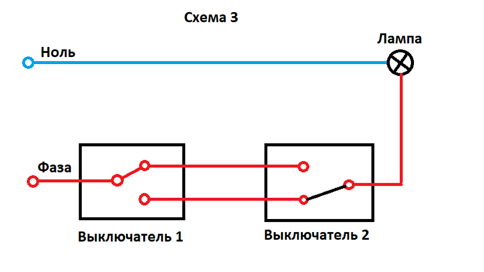 Схема подключения проходного выключателя: одноклавишного, двухклавишного