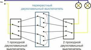 Схемы подключения проходных выключателей одноклавишных