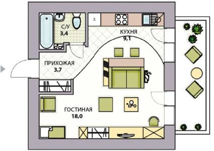 Способы перепланировки двухкомнатной квартиры