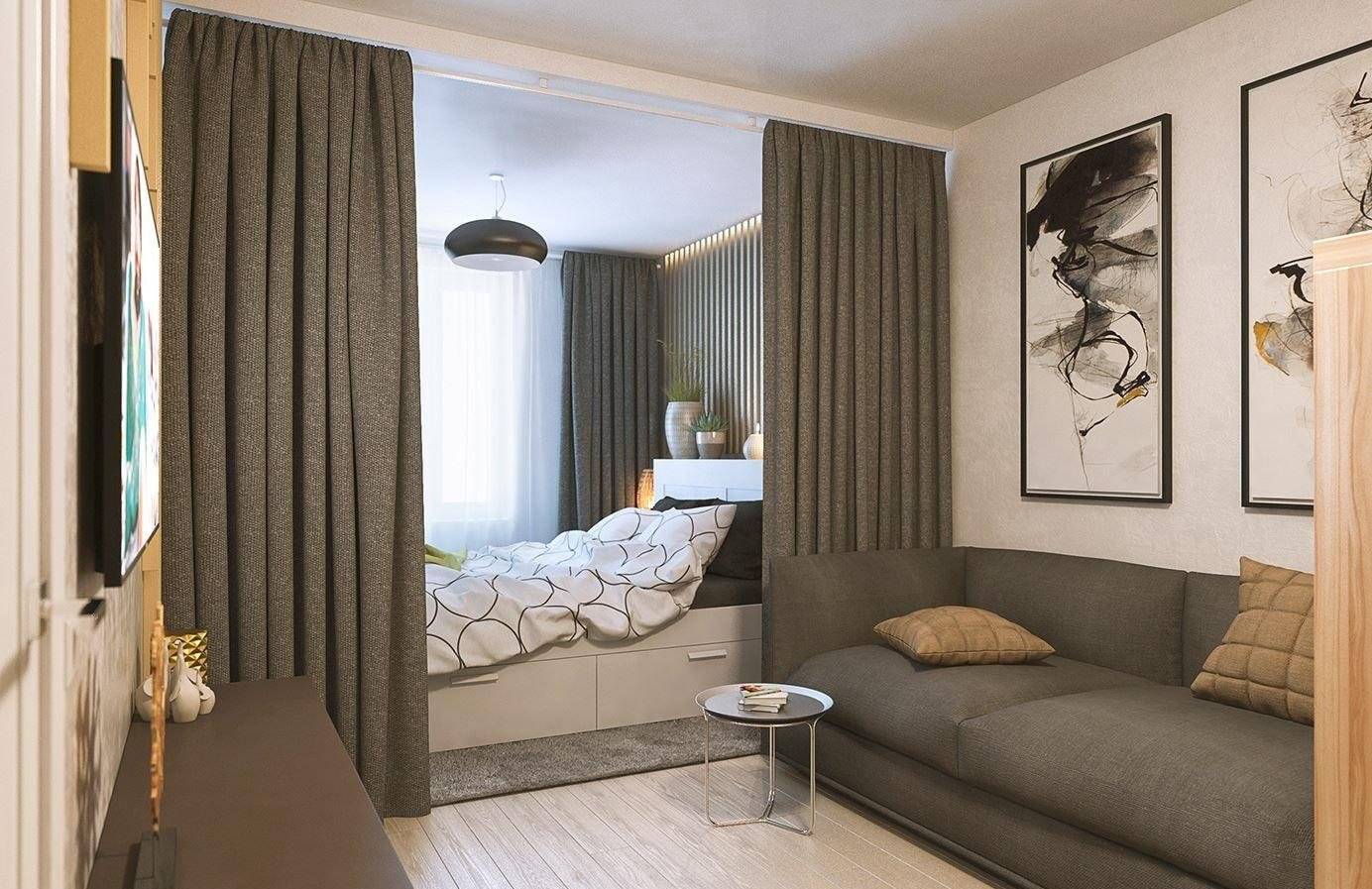 Гостиная-спальня 18 квадратов дизайн фото: интерьер комнаты зала, планировка и проект, совмещение с гардеробной