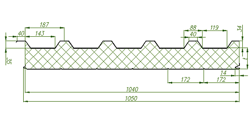 Раскладка кровельных сэндвич панелей чертеж