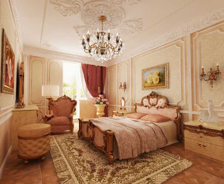 Спальня в стиле барокко — фото шикарного дизайна
