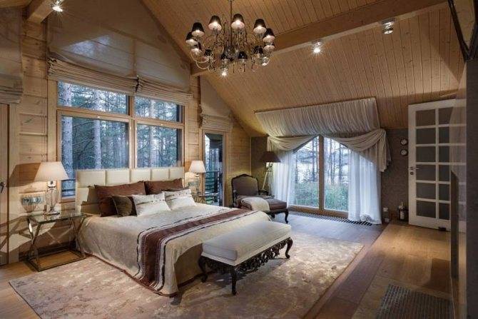 Дизайн красивой спальни в частном доме