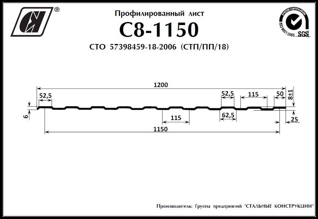 Профнастил с8 чертеж