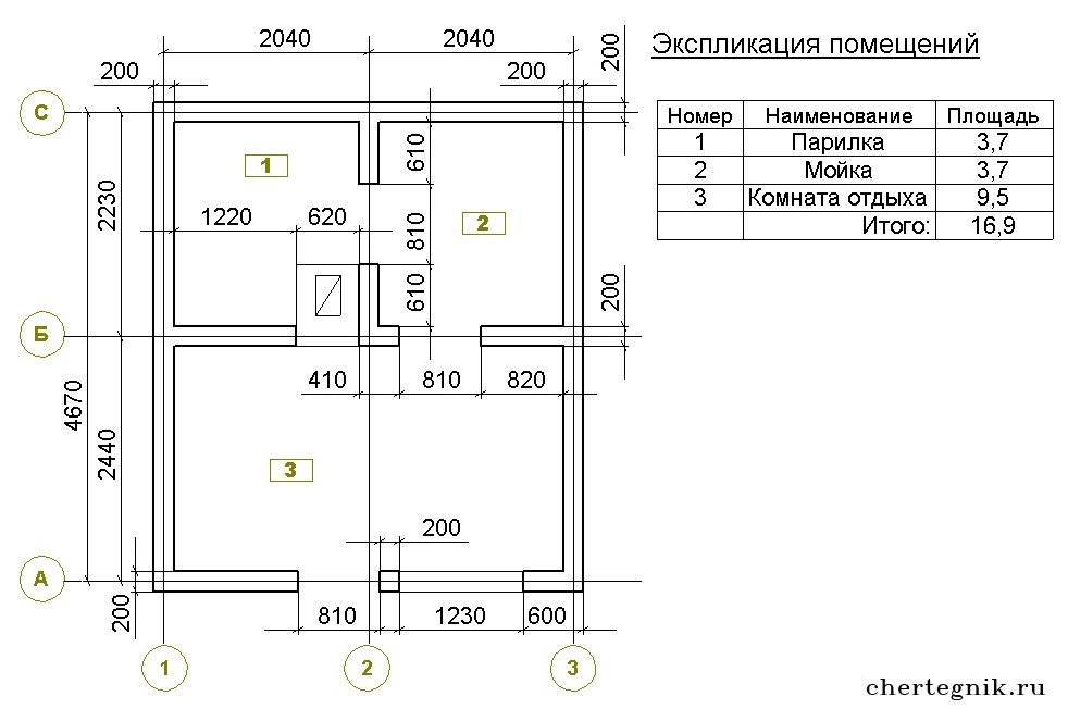 Проект бани 4 на 4 из блоков