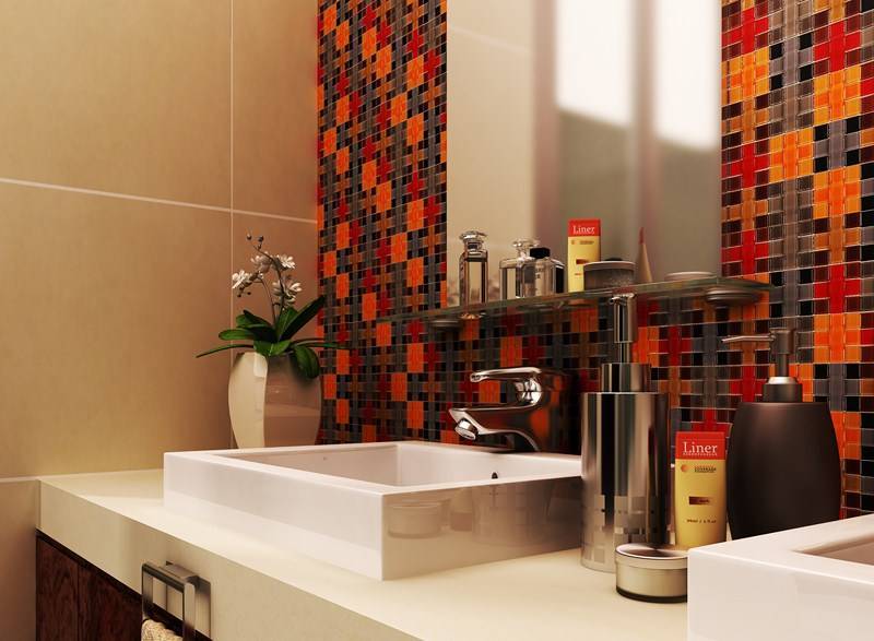Стеклянная плитка облицовочная в интерьере ванной или кухни на фартук, как укладывать мозаику из стекла