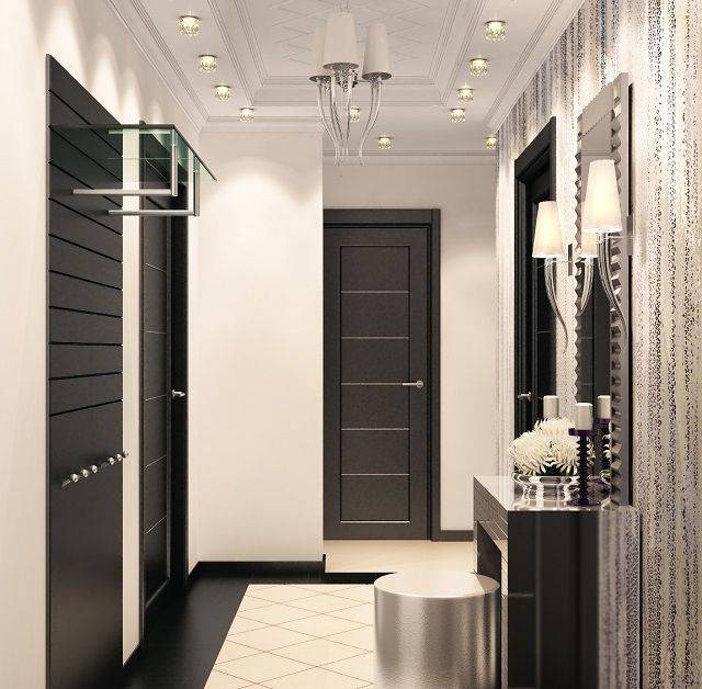 Стильный интерьер коридора: дизайн стен, пола, освещения. 75 фото
