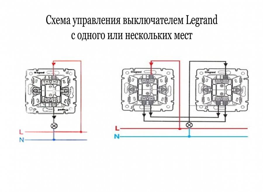 Порядок подключения выключателя legrand с двумя клавишами