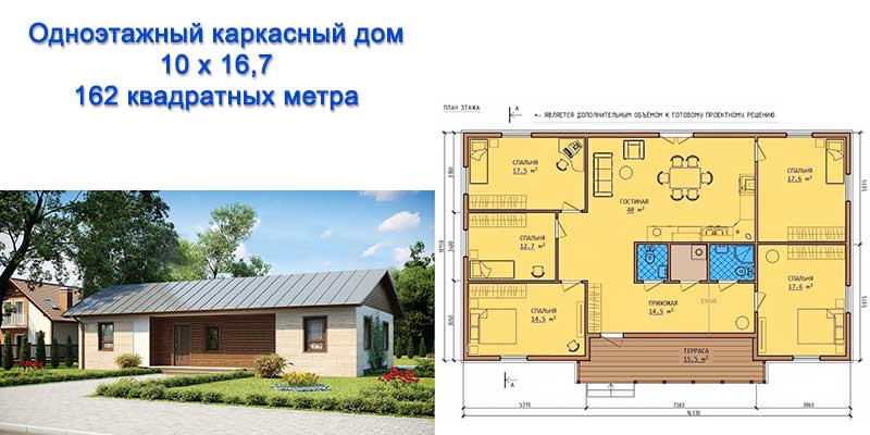 Проекты одноэтажных каркасных домов бесплатно чертежи и фото