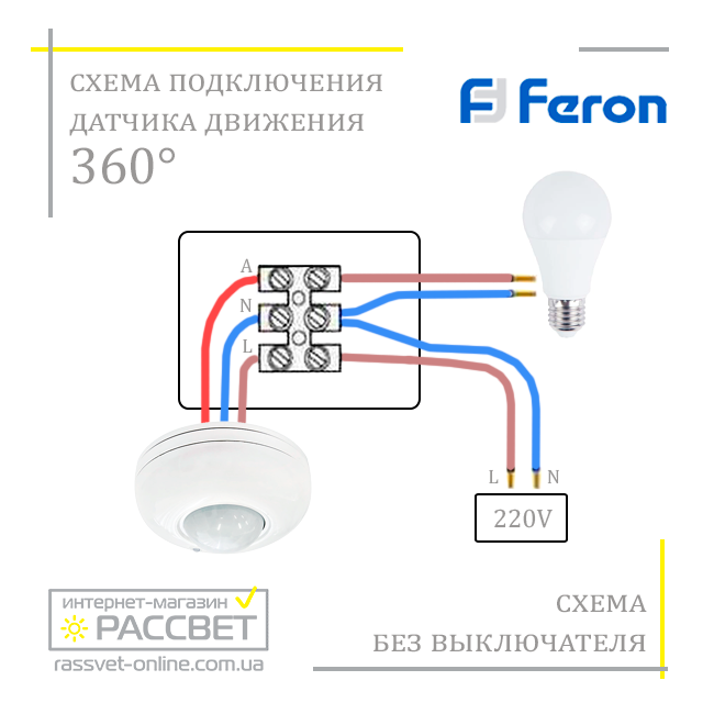 Как подключить датчик движения к прожектору: светодиодному в сети 220v