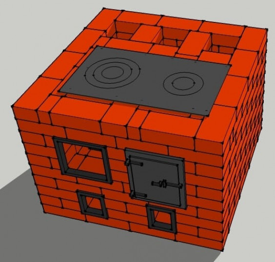 Печь с духовкой и варочной поверхностью из кирпича порядовка и схема