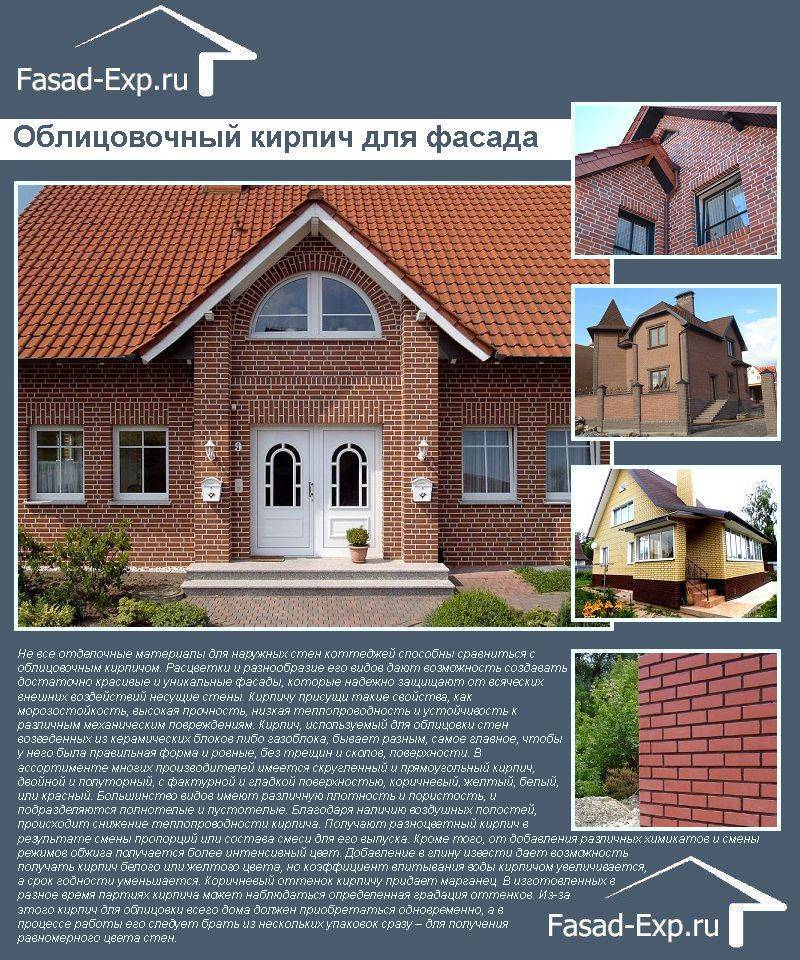 Облицовочный кирпич - виды и размеры лицевого кирпича - фото