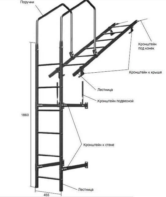 Лестница для крыши: разновидности и монтаж своими руками