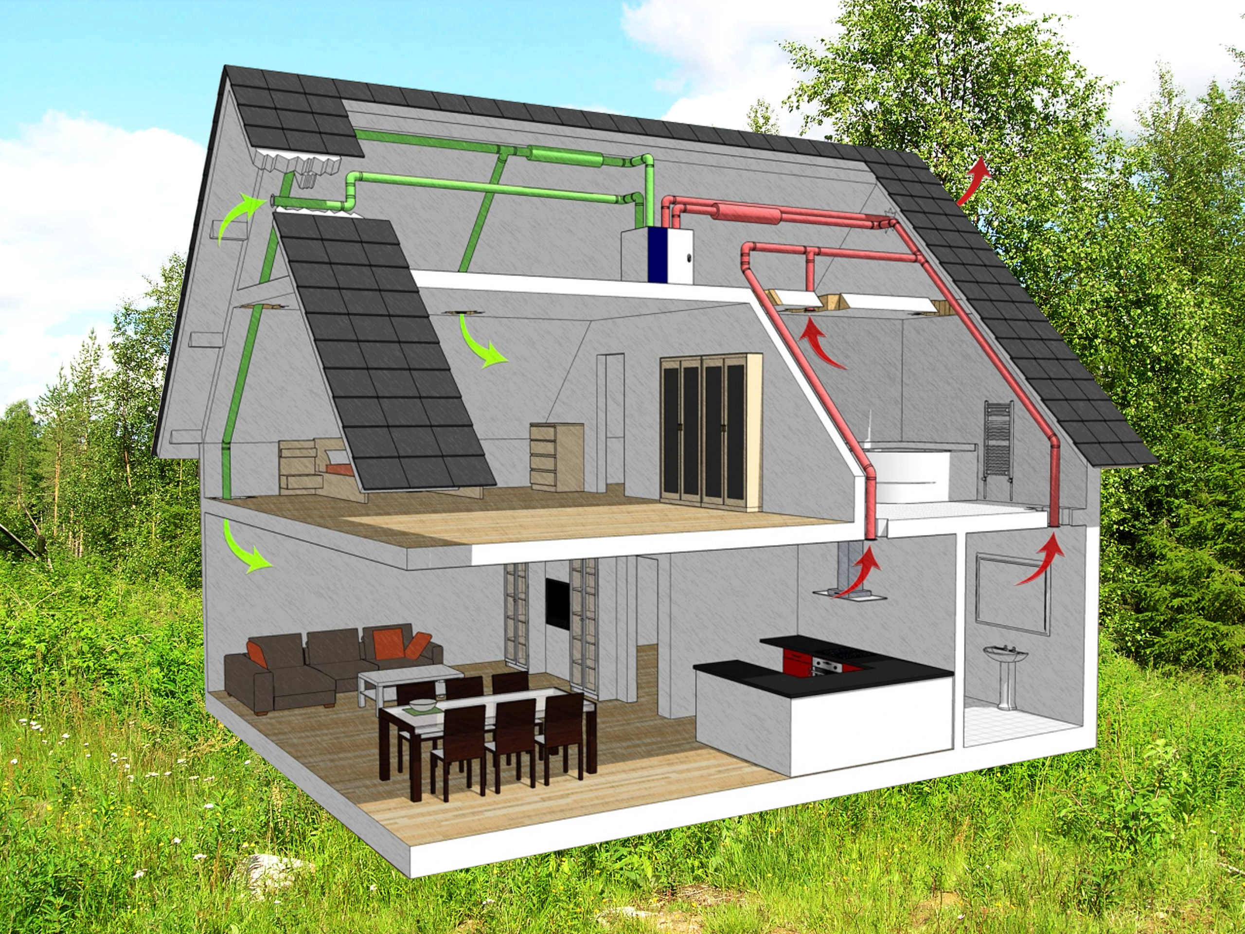 Обустройство системы вентиляции в доме своими руками по схеме: естественная, смешанная, принудительная, с рекуперацией