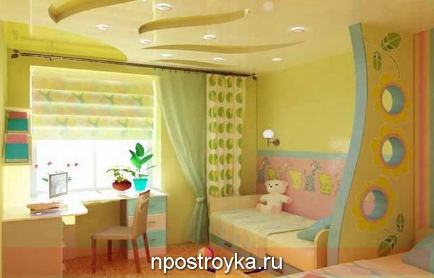 Натяжные потолки в детской комнате: фото, виды, характеристики