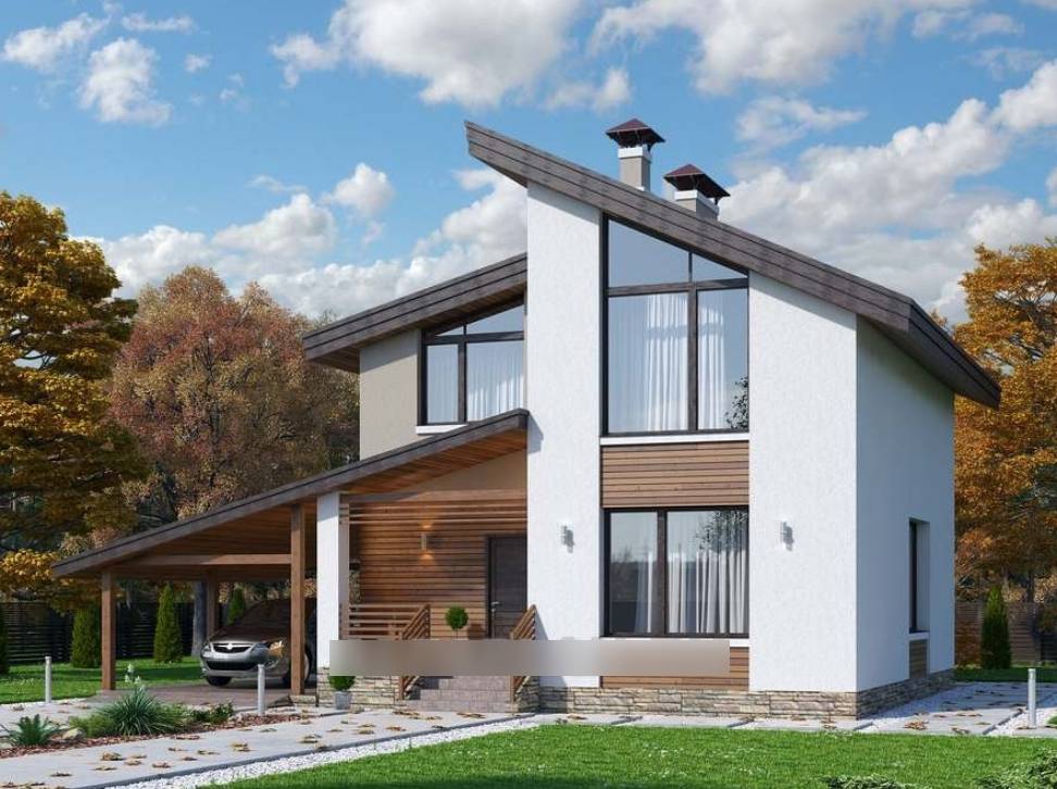 Одноэтажный дом с односкатной крышей: фото дизайнерских решений
