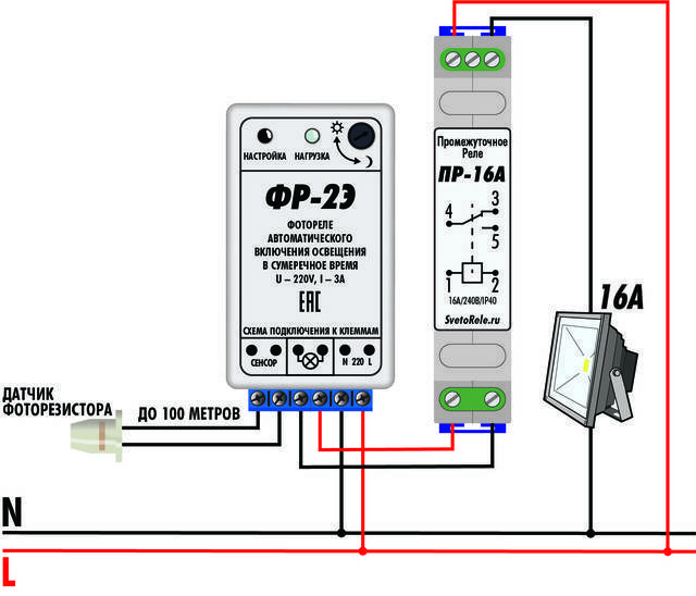 Как подключить уличное освещение. Схема подключения датчика движения через контактор. Фотореле на Дин-рейку фр-2э. Фотореле с датчиком фр-2э. Промежуточное реле 220в на Дин рейку схема подключения.