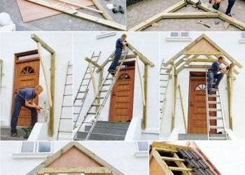 Навес над крыльцом частного дома (47 фото): изготовление козырьков над входом, как сделать своими руками