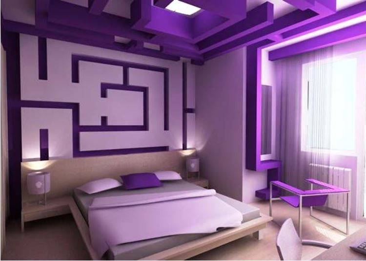 Фиолетовая спальня (96 фото): дизайн в бело-фиолетовых и бело-сиреневых .
