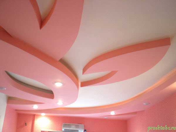 Двухуровневые натяжные потолки (100 фото)