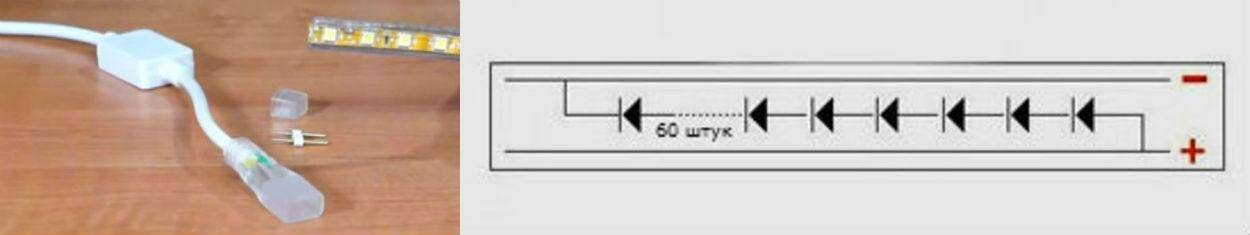 Как подключить светодиодную ленту к 220в своими руками: через выключатель