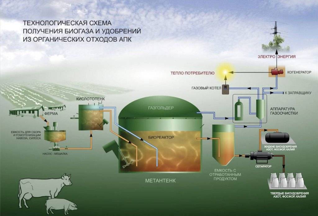 Биогаз: производство, состав и технология получения