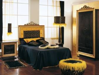 Интерьер спальной комнаты в темных тонах: черный цвет в дизайне спален, темная спальня