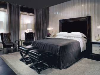 Спальня в черных тонах: дизайн, фото, особенности, в каких стилях выгодно смотрится чёрный цвет, с какими цветами можно выгодно сочетать чёрный