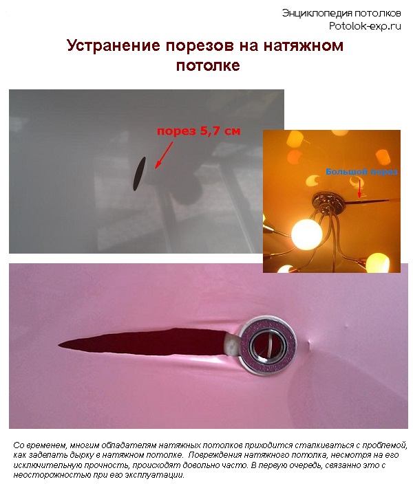 Как заделать дырку в натяжном потолке – варианты решения проблемы