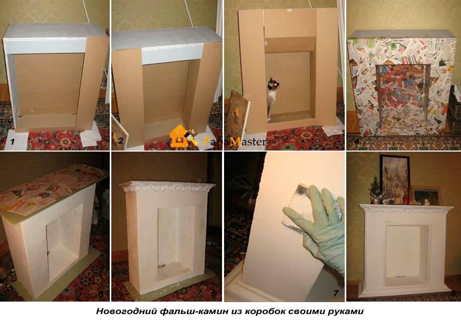 Как сделать своими руками камин из коробок. фальш-камины из простых картонных коробок: варианты оформления