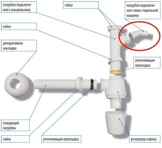 Сифон для подключения стиральной машины: принцип действия, виды и правила установки