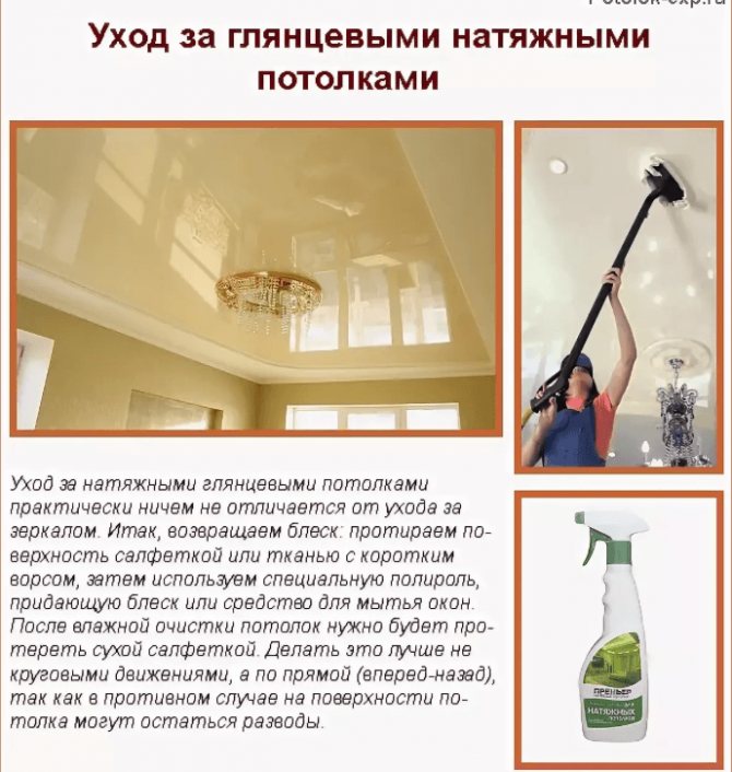 Как мыть потолок (натяжной, пластиковый и др.) без разводов