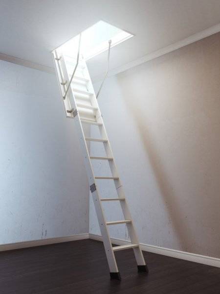 Чердачная лестница (72 фото): разновидности и размеры металлической откидной и раздвижной конструкции на чердак в частном доме
