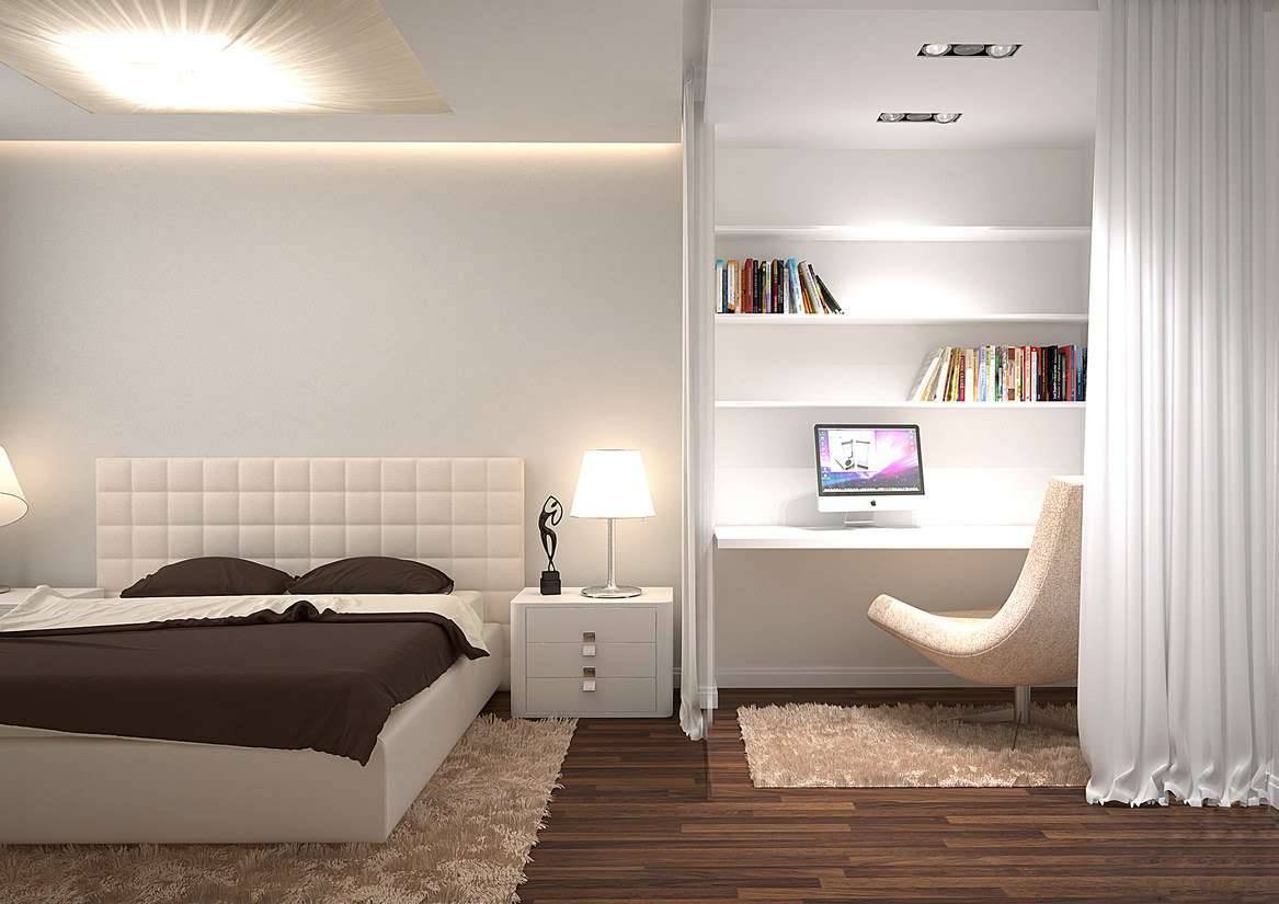 Спальня гостиная в одной комнате 18 кв м: фото с кроватью, зонирование, советы