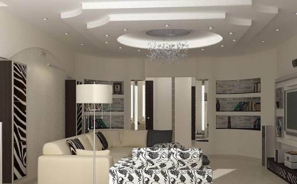 Двухуровневые натяжные потолки - дизайн на кухне, в спальне, гостиной