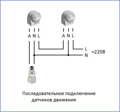 Схема для подключения датчика движения для освещения