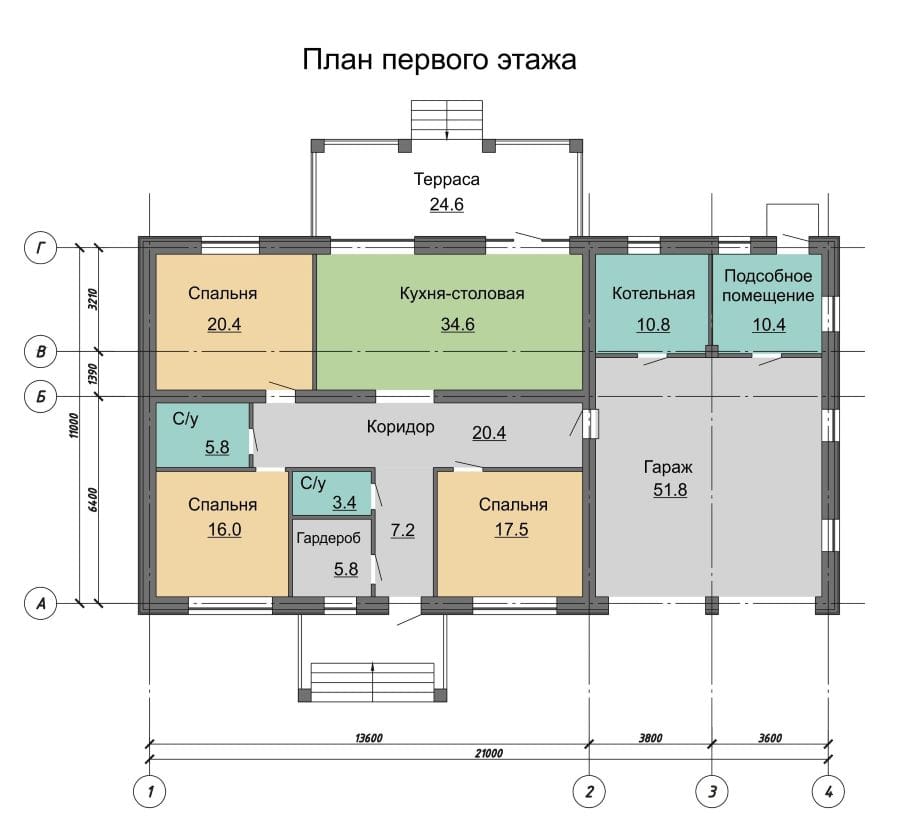 План одноэтажного дома: проекты с цоколем, гаражом, мансардой