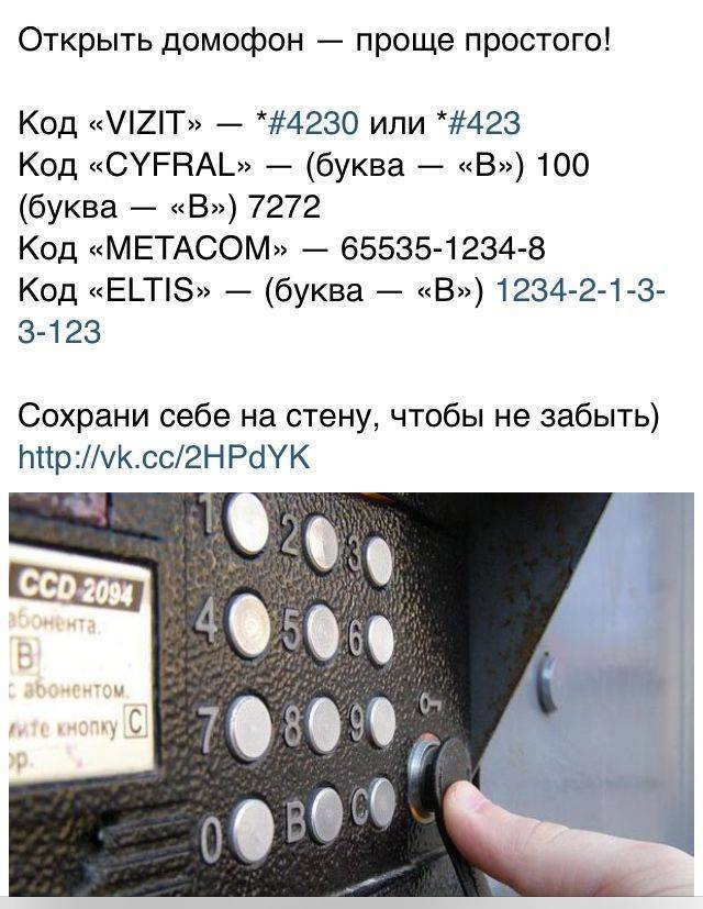 Как открыть домофон без ключа известных производителей