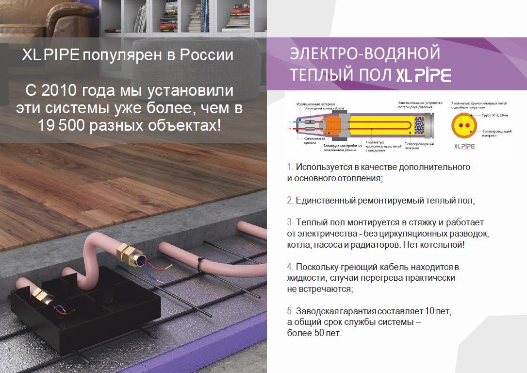 Жидкостно-электрический тёплый пол: комбинированная система отопления x-l pipe