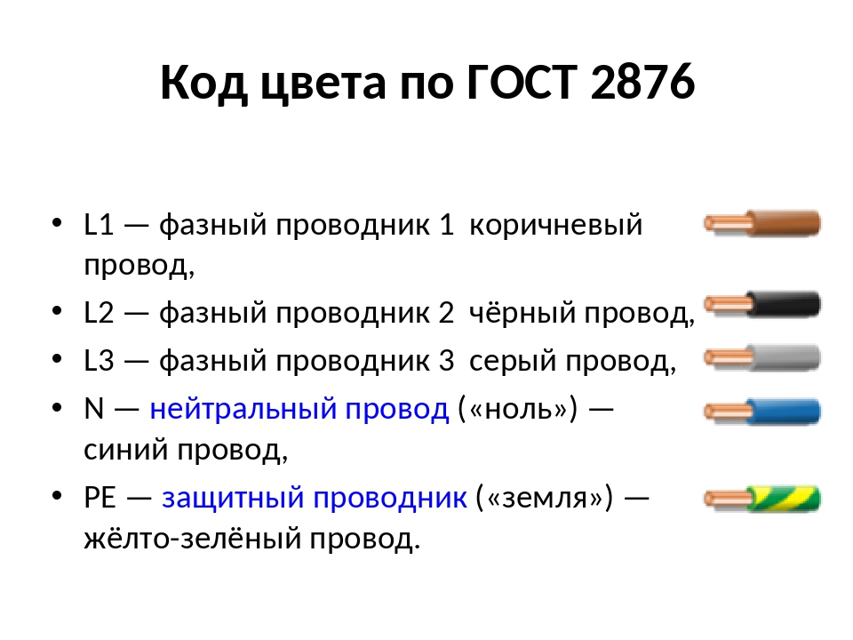 Обозначения цветов проводов на схемах на английском языке