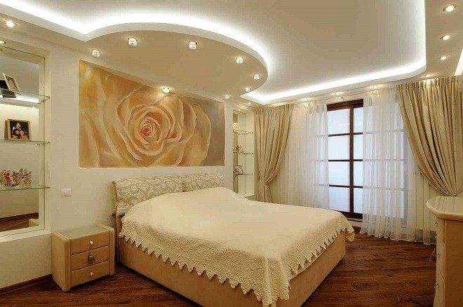 Современные потолки из гипсокартона для спальни (35 фото-идей)