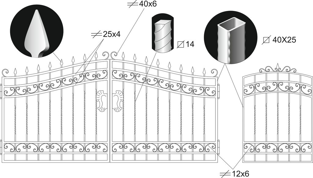 Ворота кованые чертеж