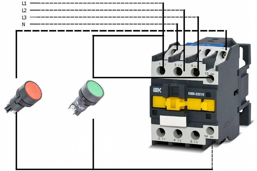 Схема подключения эл двигателя 380 через пускатель с катушкой на 380