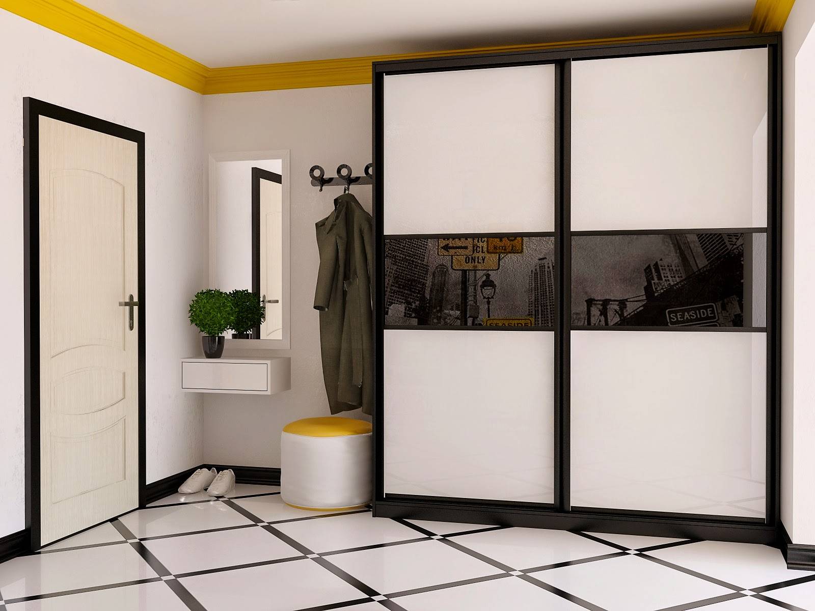 Глянцевые шкафы: черный шкаф с распашными дверями в спальню, прихожую, угловой вариант, фасады, навесные изделия