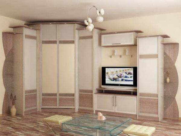 Угловой шкаф в гостиную: фото купе, мебель модульная, зал корпусный и недорогой дизайн, идеи внутри маленькой гаммы