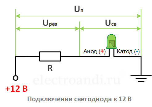 Подключение светодиода к 12 вольтам в машине (расчет сопротивления) (видео)