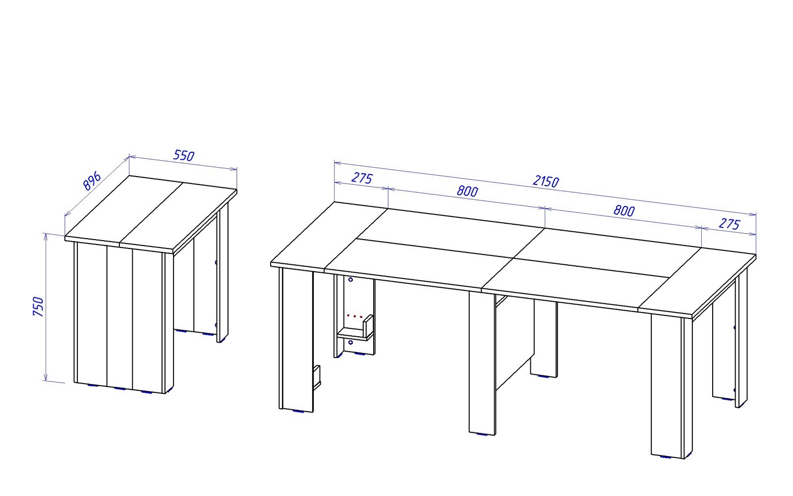 ширина стола на 6 человек