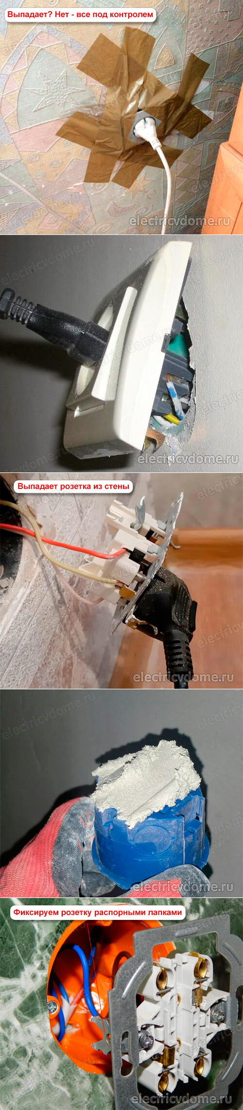 Что делать, если розетка вываливается из стены?