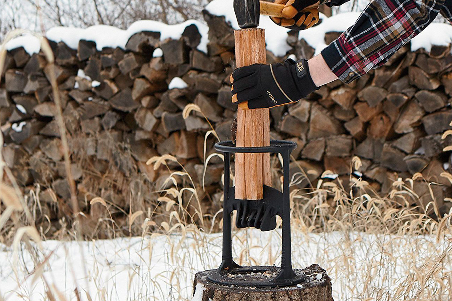 Полная дровница: интересный инструмент для колки дров с ножной педалью