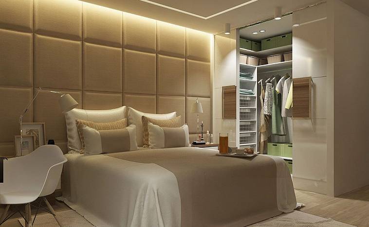 Дизайн спальни 15 кв. м в современном стиле: фото, с гардеробной, с балконом (идеи)